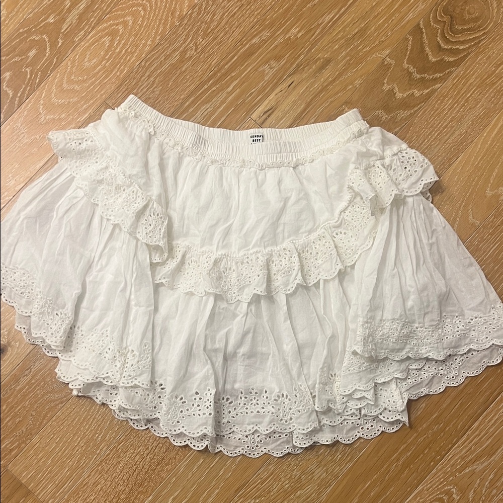 Sunday Best White Ruffle Mini Skirt